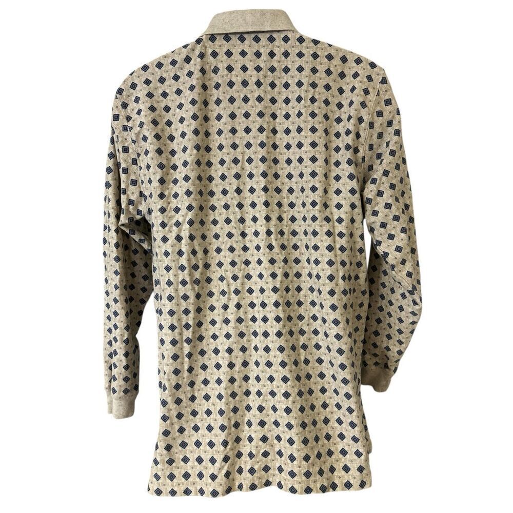 Chaps Ralph Lauren VTG Y2k Polo Shirt Mens Medium Geometric Long Sleeve - Picture 2 of 6